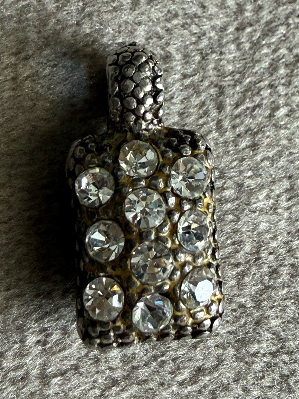 Crystal Pave Rectangular Pendant - Clear & Gold-Tone